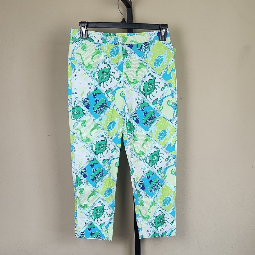 Lilly Pulitzer 8 Capris Colorful Patterned Cropped Pants Starboard Patch